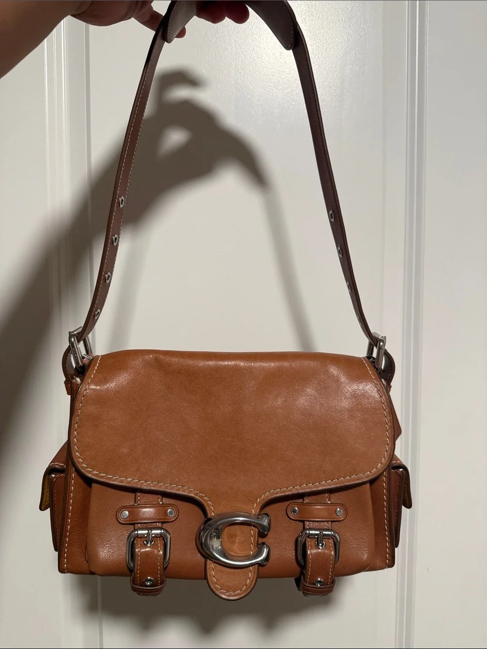 Coach Western Tabby Brown Leather Shoulder Bag with Signature 'C' Hardware